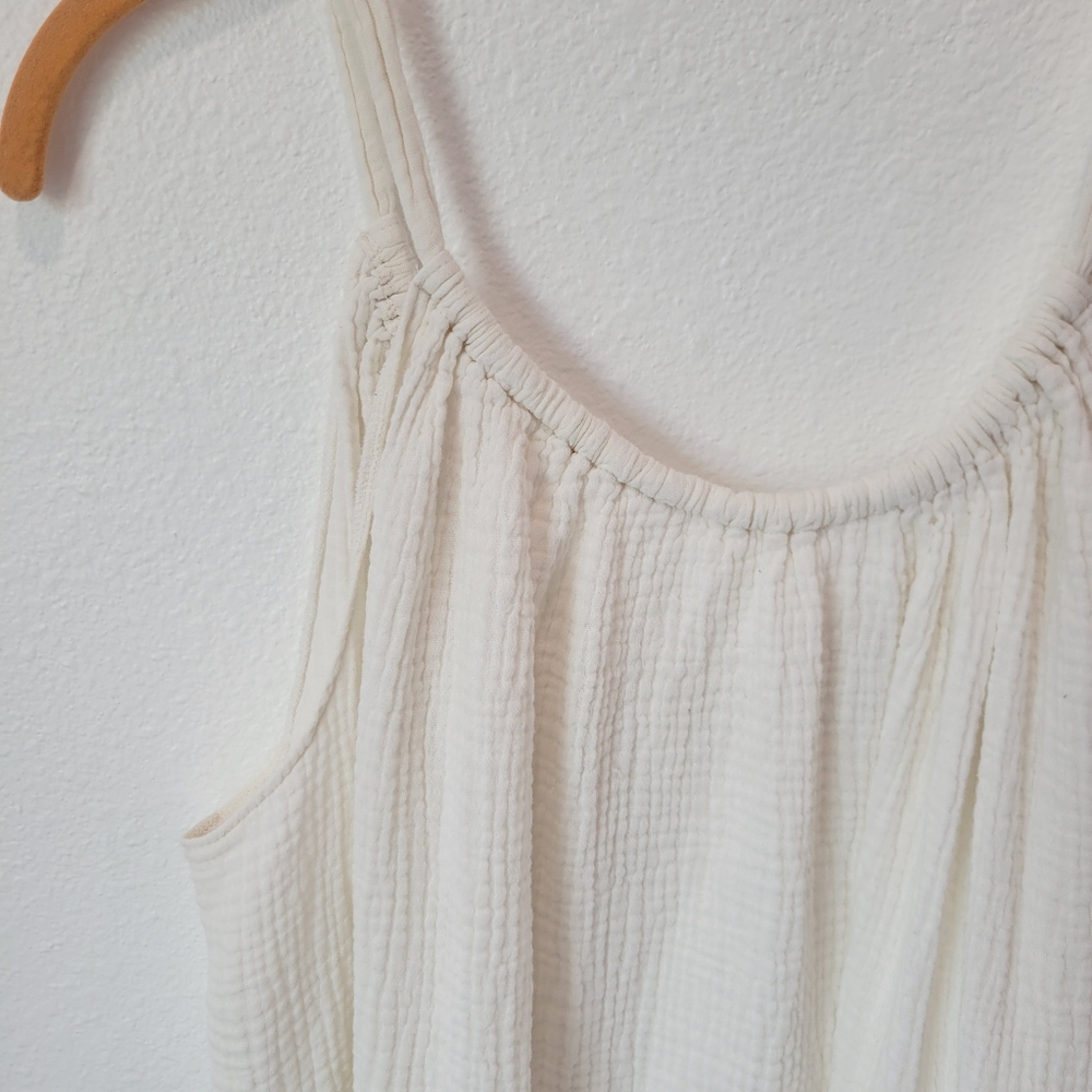 Kona Sol Women's L/XL White Muslin Tie Back Maxi Dress Boho - Picture 2 of 6